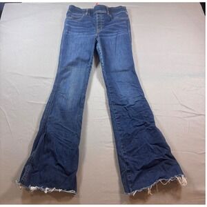 Spanx Women's Flare Leg Denim Jeans Raw Hem Comfort Size M